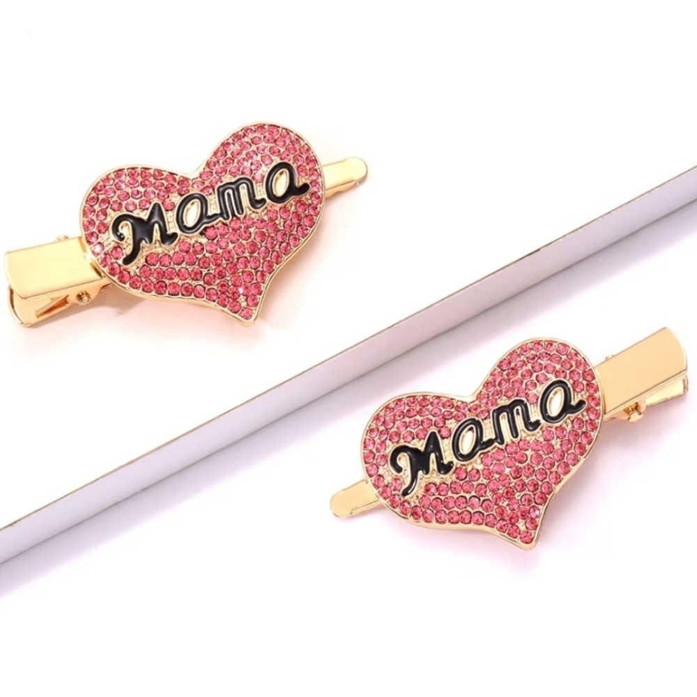 Sparkly Rhinestone Mom / Mama Hair Clips - Picture 5 of 5